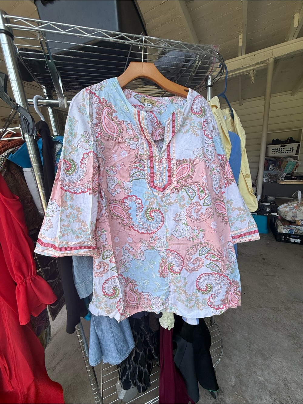 Women’s Paisley Tunic Top in Pink and Light Blue